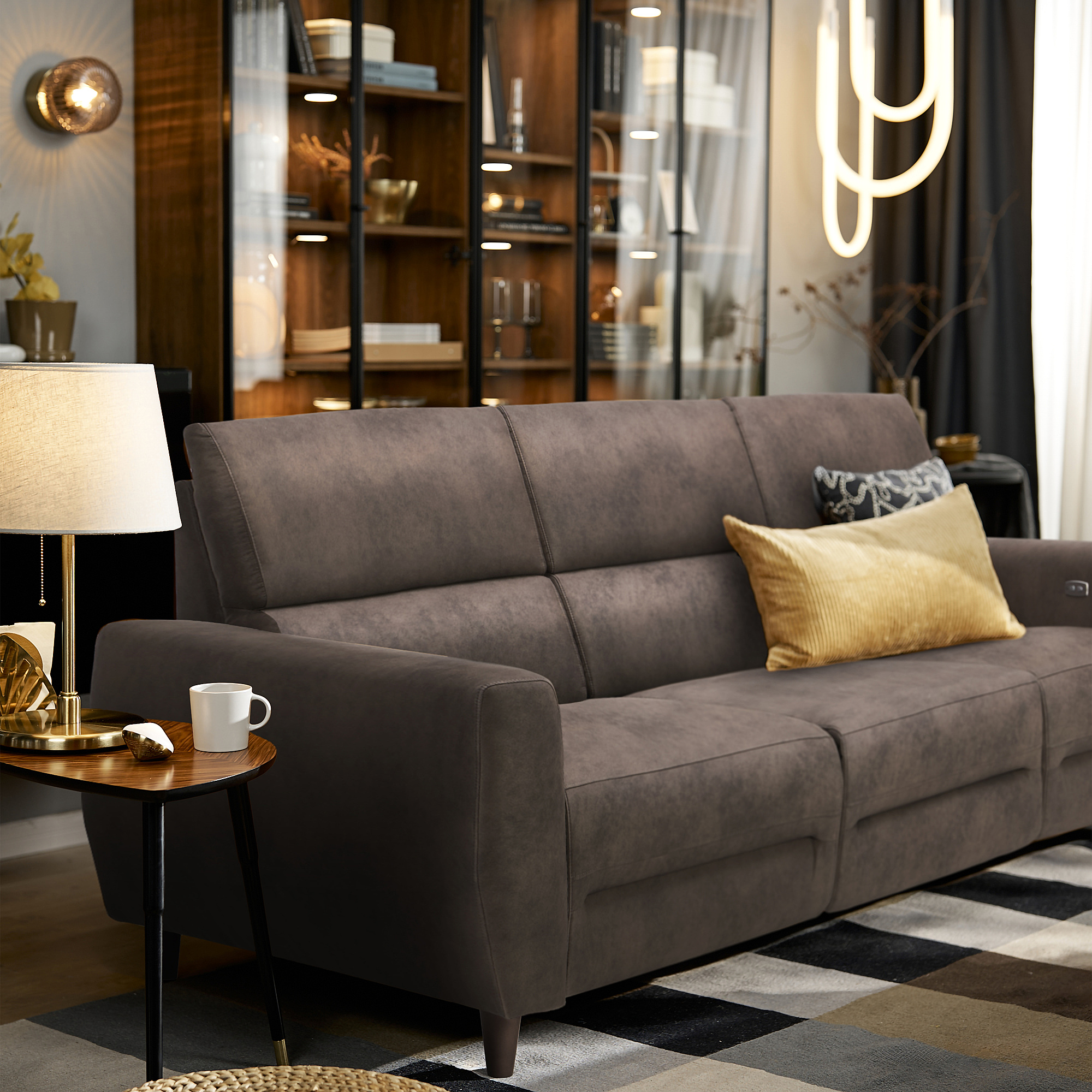 RULLERUM 3-seat sofa w 2 electric recliners
