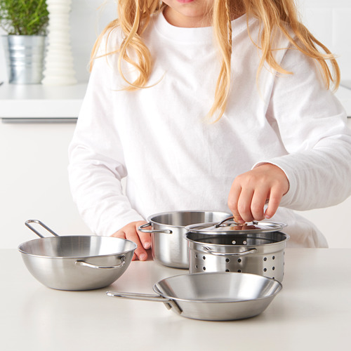 DUKTIG - 5-piece toy cookware set, stainless steel colour | IKEA Taiwan Online - PE611152_S4