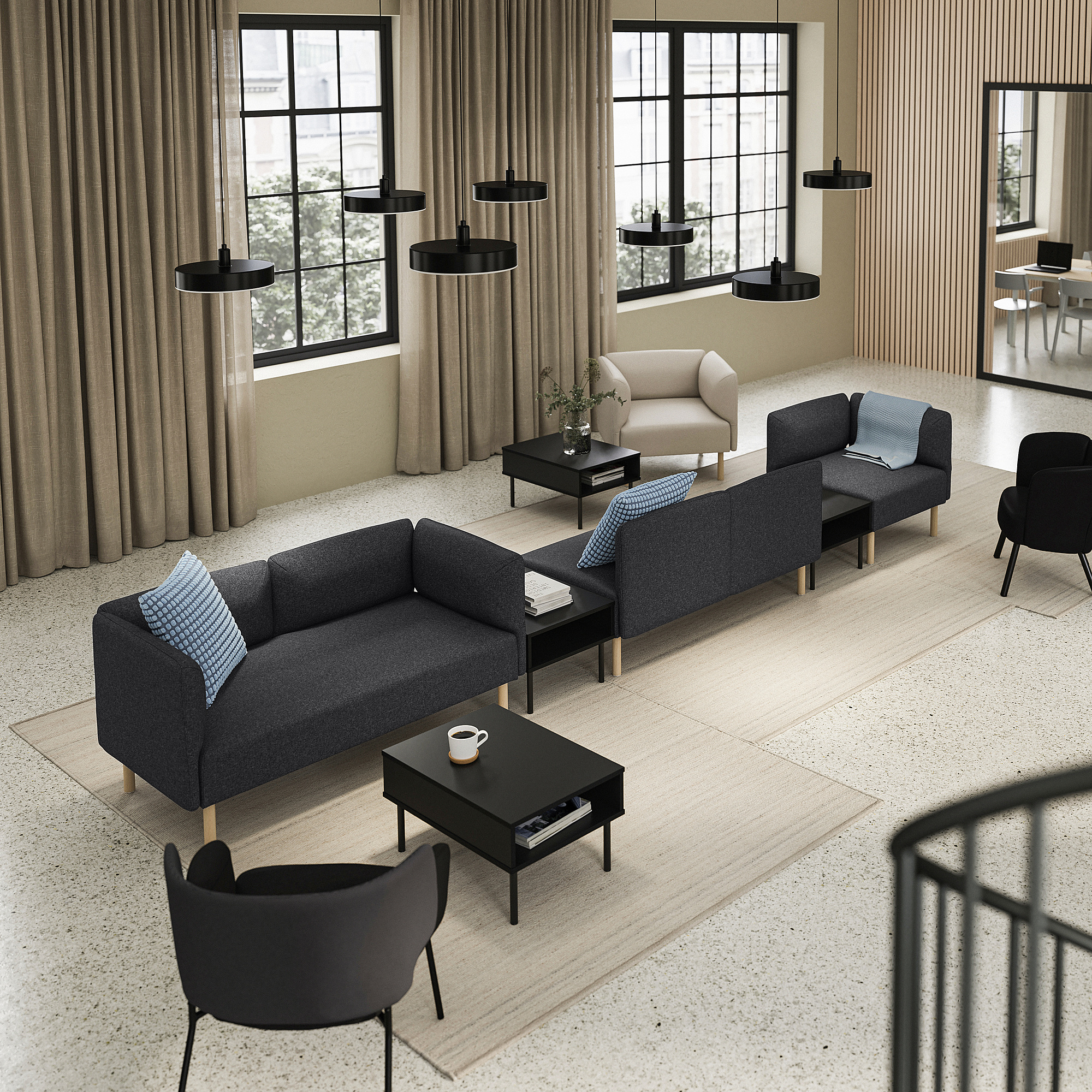 LILLEHEM 5-seat modular sofa with side table