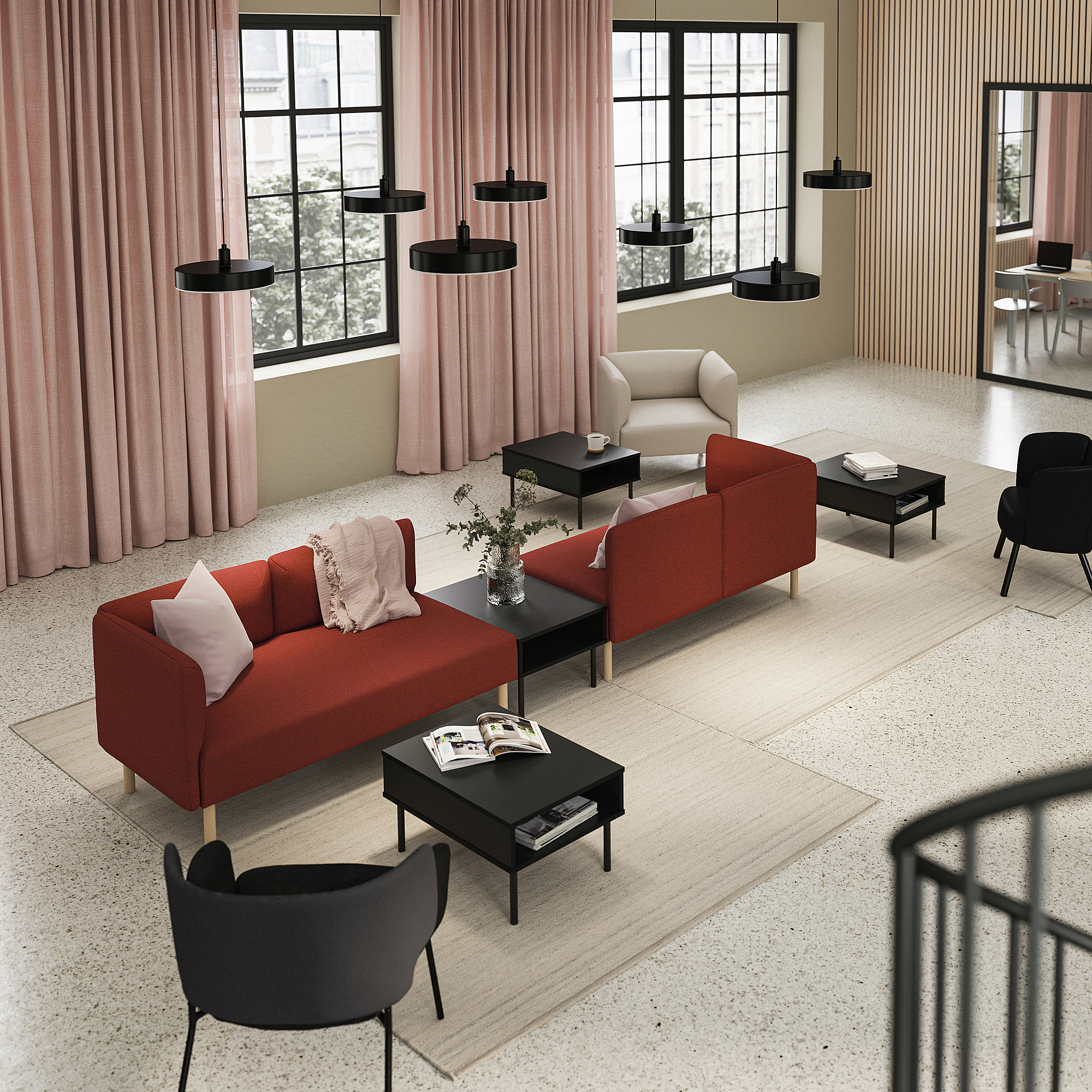 LILLEHEM 4-seat modular sofa with side table