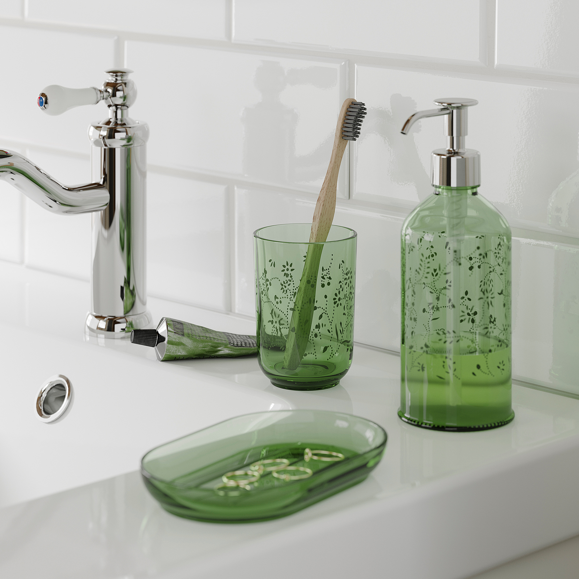 GROSSJÖN 3-piece bathroom set