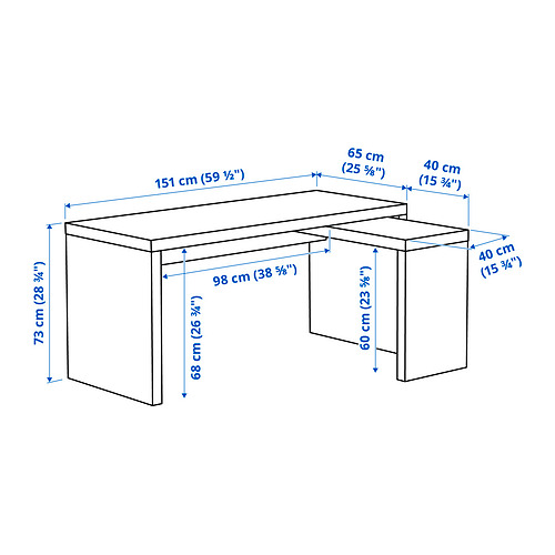 MALM desk with pull-out panel