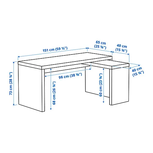 MALM L型書桌/工作桌