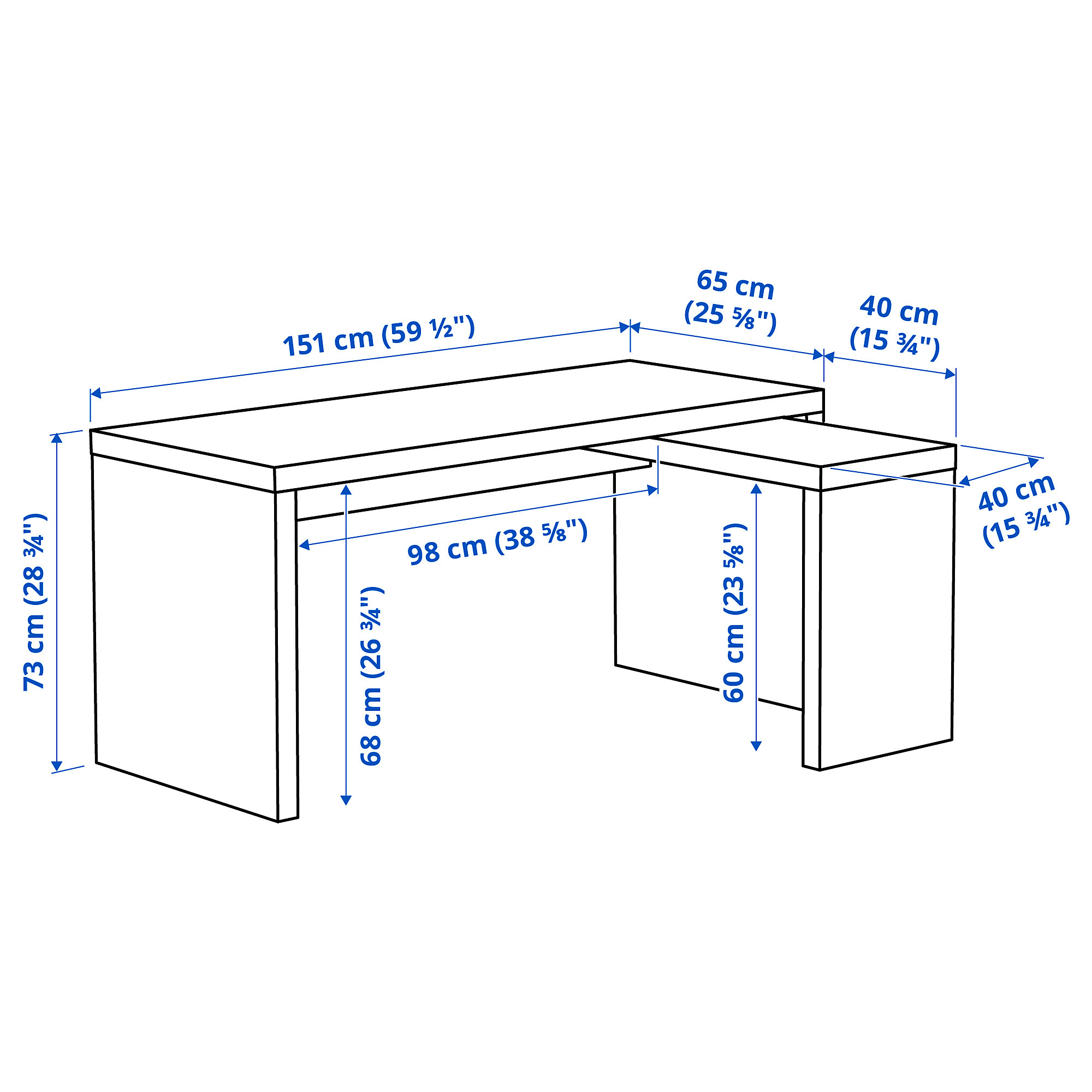 MALM desk with pull-out panel