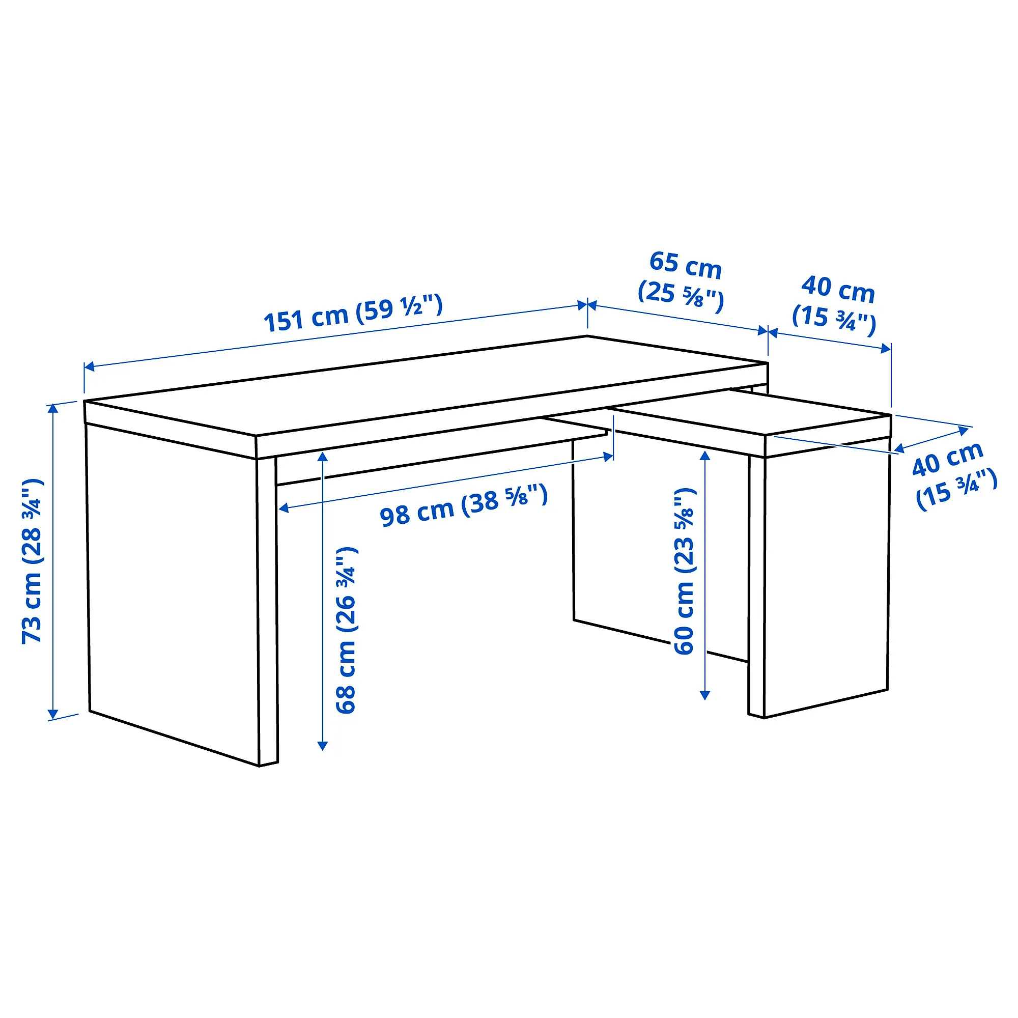 MALM L型書桌/工作桌