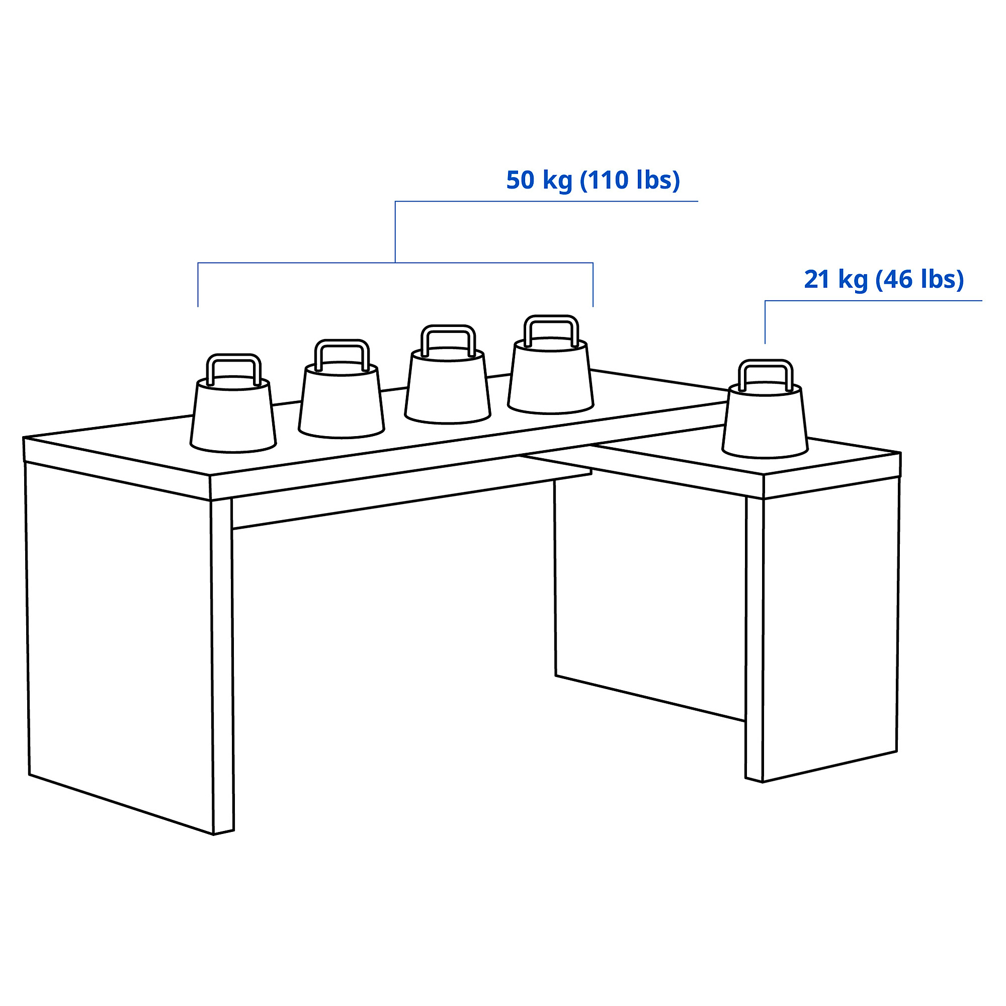 MALM desk with pull-out panel