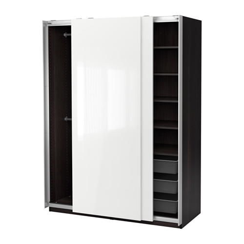 PAX - 衣櫃, 黑棕色/白色高亮面, 150x66x201公分 | IKEA 線上購物 - PE553983_S4