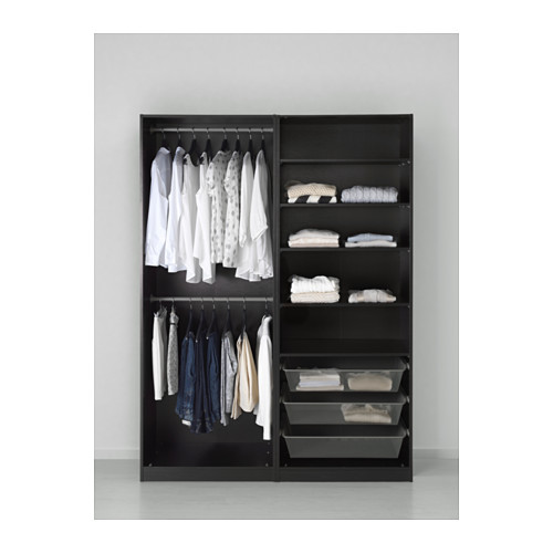 PAX - 衣櫃, 黑棕色/白色高亮面, 150x66x201公分 | IKEA 線上購物 - PE553984_S4