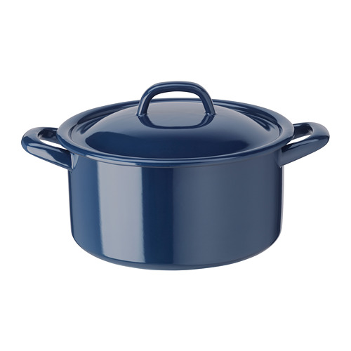 VARDAGEN - pot with lid, enamelled steel, 3L | IKEA Taiwan Online - PE718915_S4