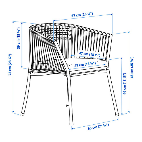 SEGERÖN table+6 chairs w armrests, outdoor