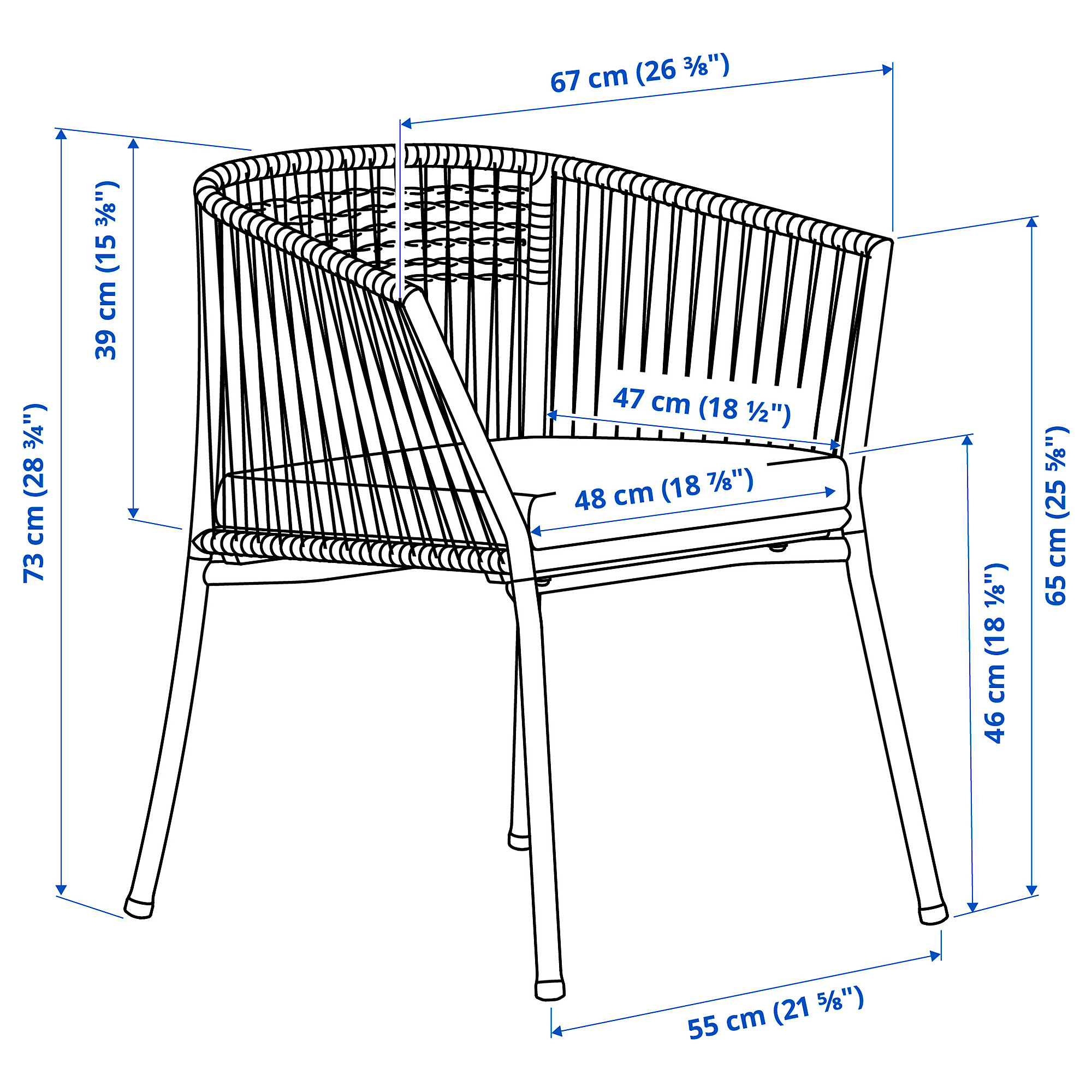 SEGERÖN chair with armrests, outdoor