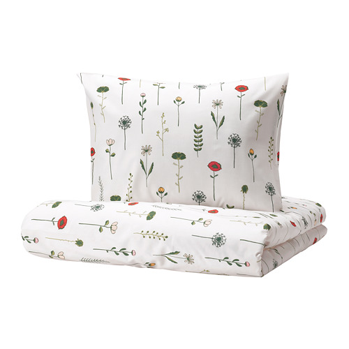 NATTSLÄNDA - duvet cover and pillowcase, floral pattern multicolour, 150x200/50x80 cm | IKEA Taiwan Online - PE813446_S4