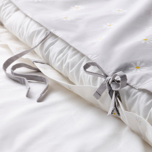 NATTSLÄNDA - duvet cover and pillowcase, floral pattern grey/white | IKEA Taiwan Online - PE813430_S4