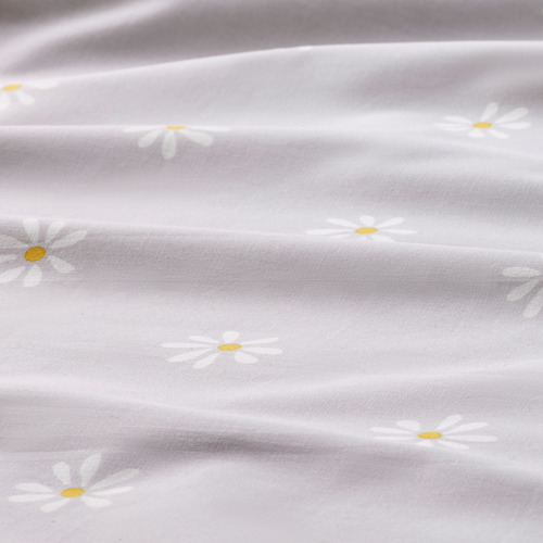 NATTSLÄNDA - duvet cover and pillowcase, floral pattern grey/white | IKEA Taiwan Online - PE813428_S4