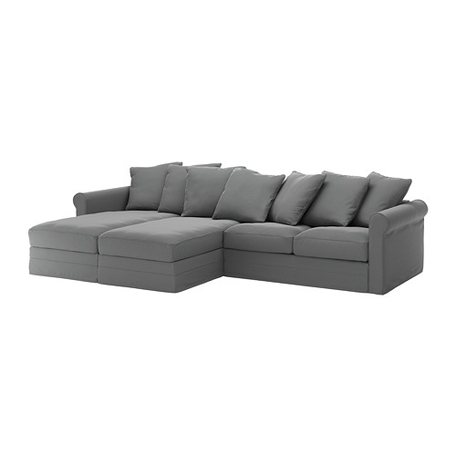 GRÖNLID - cover for 4-seat sofa, with chaise longues/Ljungen medium grey | IKEA Taiwan Online - PE668736_S4