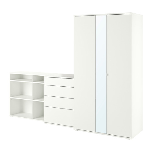 VIHALS - wardrobe combination, white/mirror glass, 270x57x200 cm | IKEA Taiwan Online - PE895283_S4