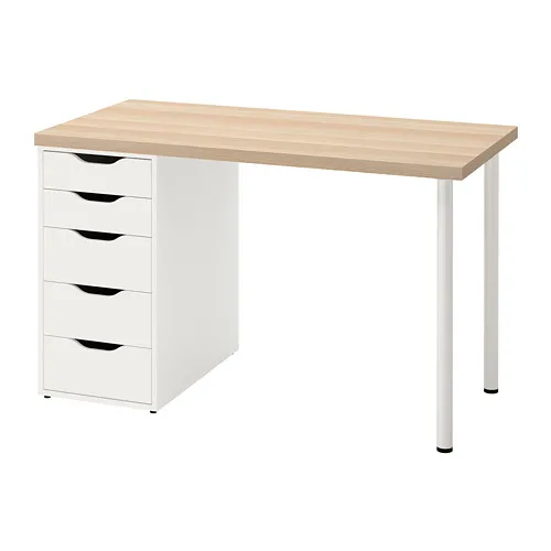 LAGKAPTEN/ALEX - 書桌/工作桌, 染白橡木紋/白色, 120x60 公分 | IKEA 線上購物 - PE813615_S4