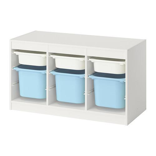 TROFAST - storage combination with boxes, white white/light blue, 99x44x56 cm | IKEA Taiwan Online - PE960916_S4