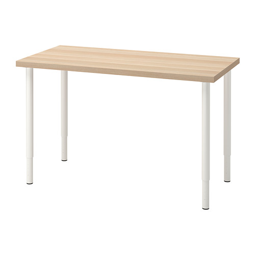 LAGKAPTEN/OLOV - desk, white stained oak effect/white, 120x60 cm | IKEA Taiwan Online - PE813682_S4
