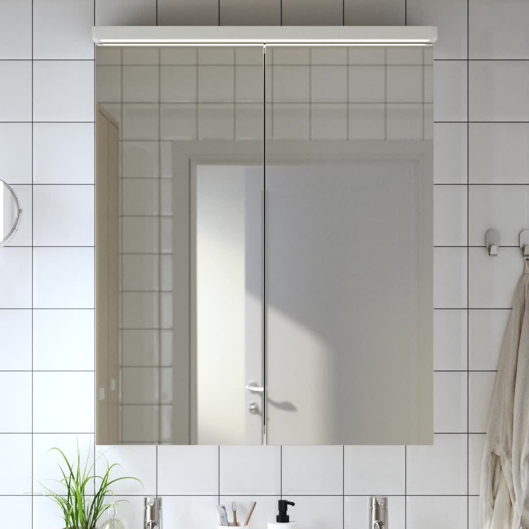 LETTAN - mirror cabinet with doors, mirror effect/mirror glass