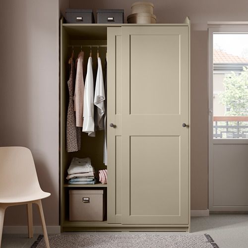 HAUGA wardrobe with sliding doors