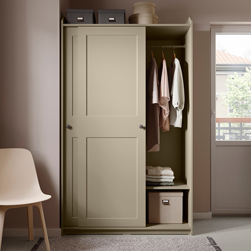 HAUGA wardrobe with sliding doors