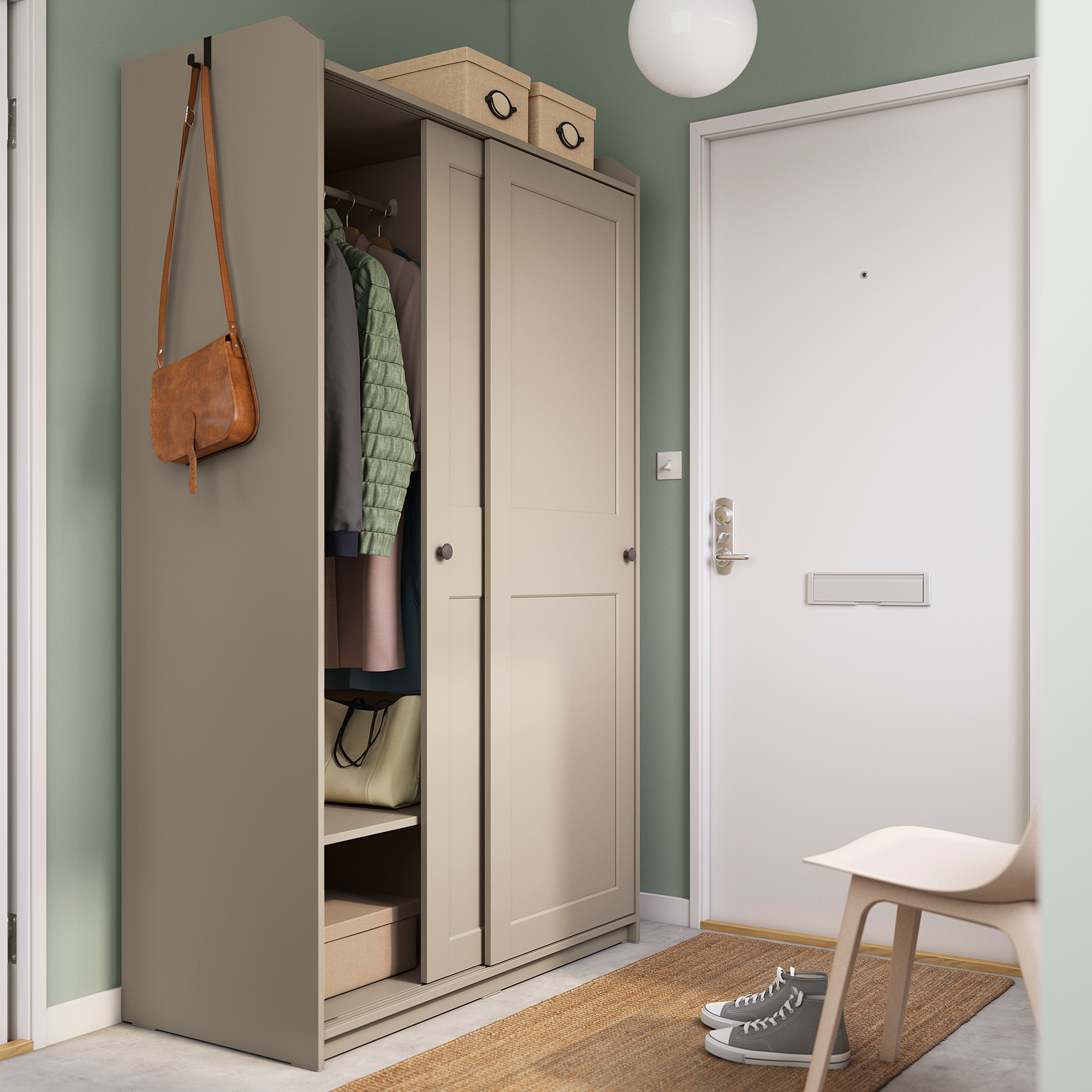 HAUGA wardrobe with sliding doors