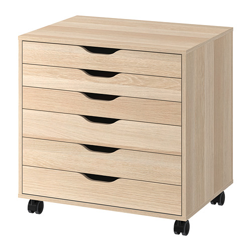 ALEX - drawer unit on castors, white stained/oak effect, 67x66 cm | IKEA Taiwan Online - PE813761_S4