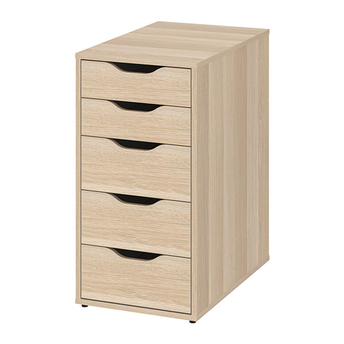 抽屜櫃 drawer ut, , 染白色/橡木紋 white stained/oak effect, 另有附輪、其他顏色及尺寸