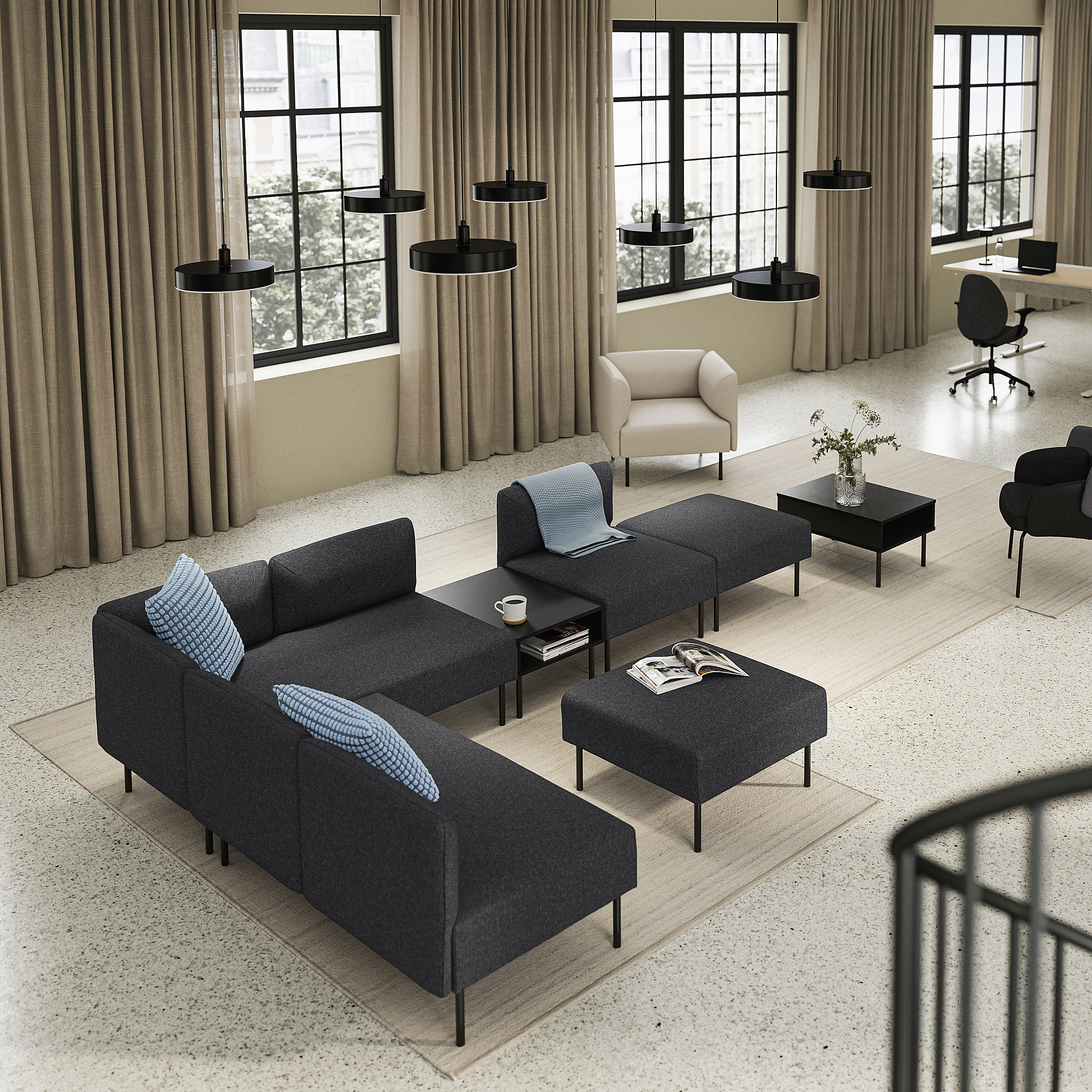 LILLEHEM 6-seat modular sofa with side table