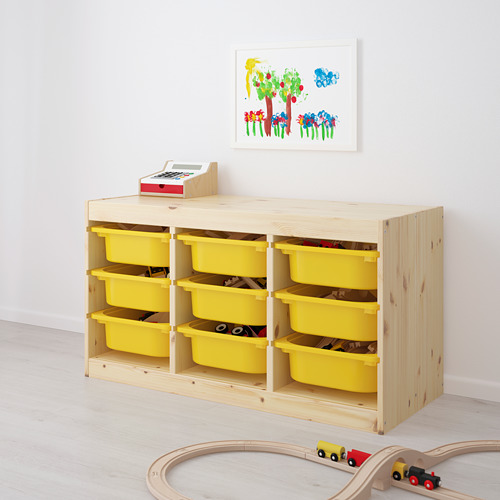 TROFAST - 收納組合附收納盒, 染白松木/黃色 | IKEA 線上購物 - PE653539_S4