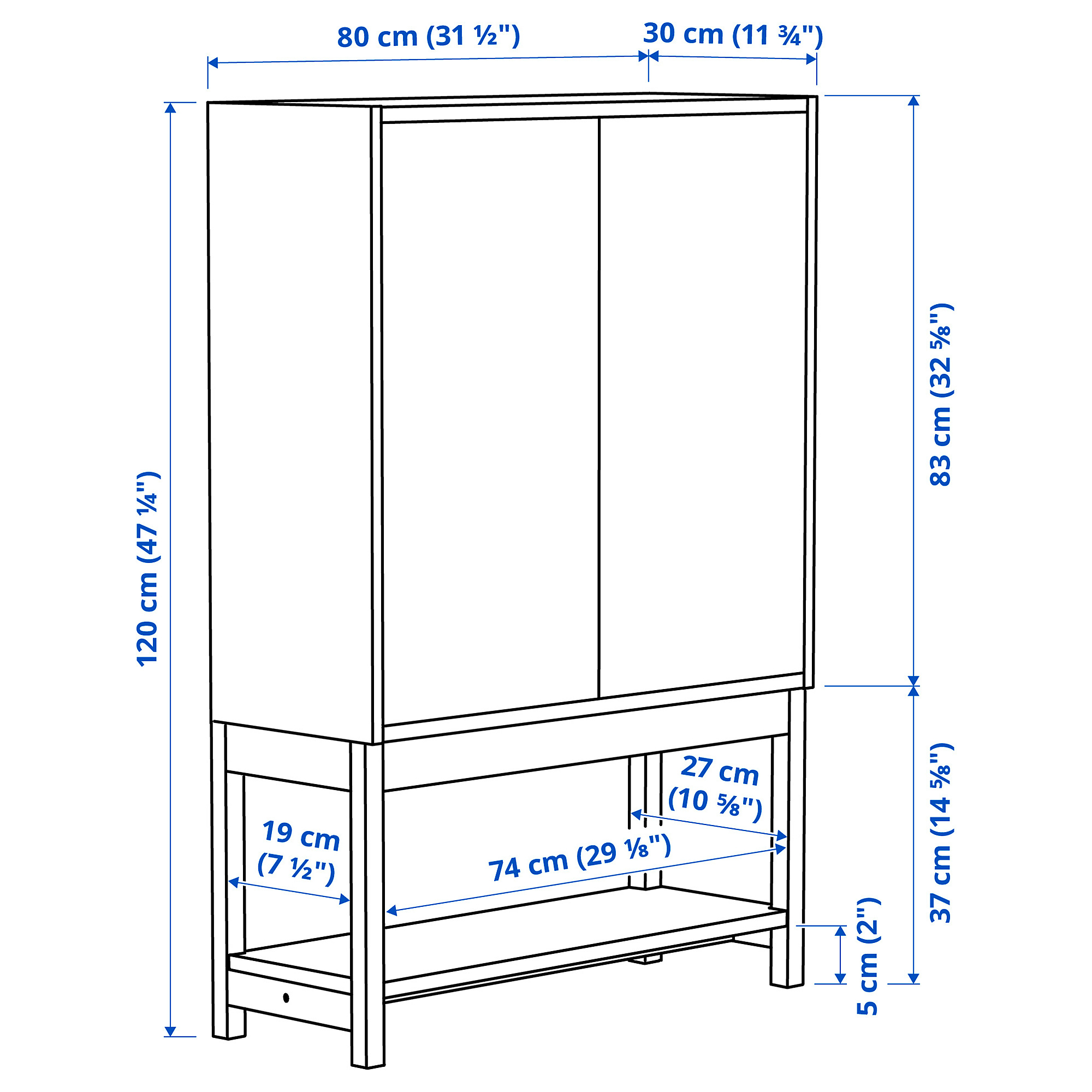 IVAR shelving unit with cabinet