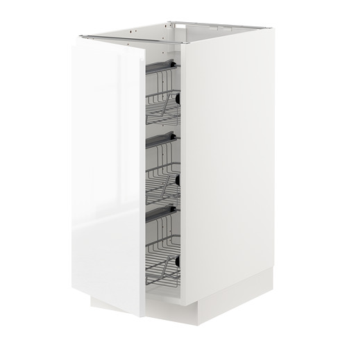 METOD base cabinet with wire baskets