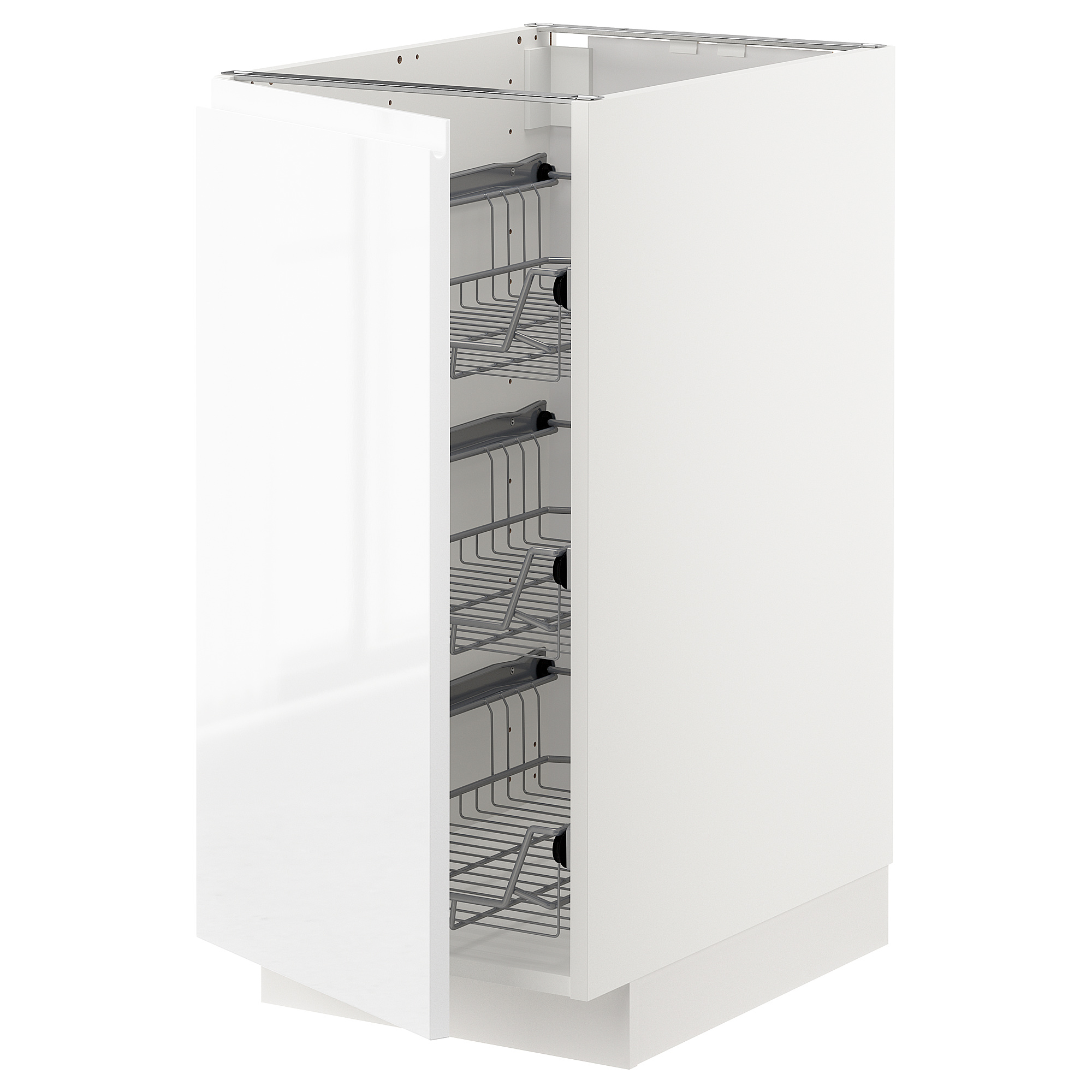 METOD base cabinet with wire baskets