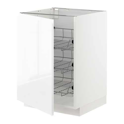 METOD base cabinet with wire baskets