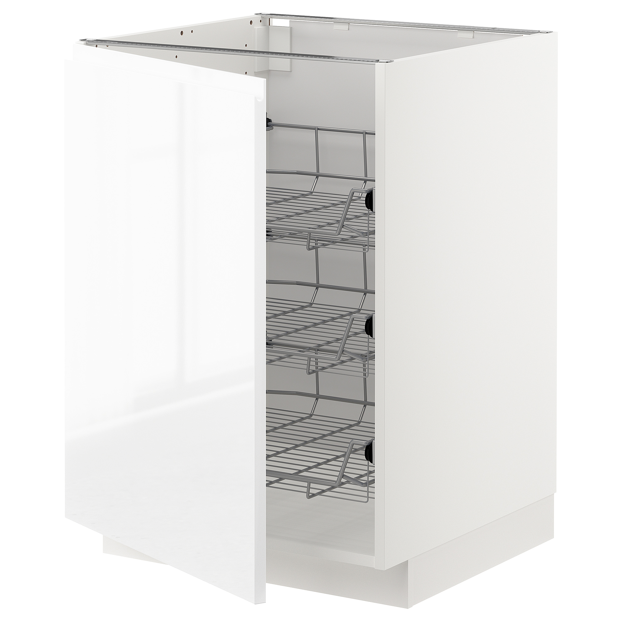 METOD base cabinet with wire baskets