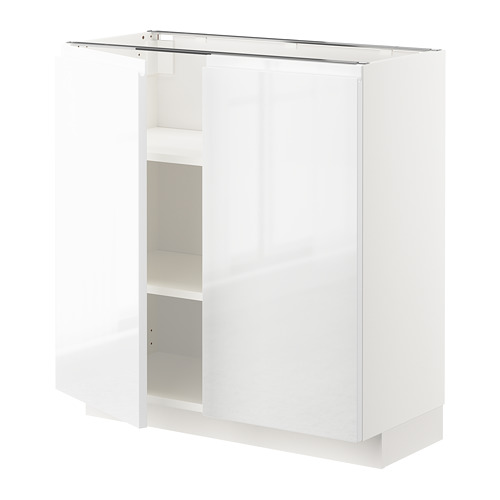 METOD - base cabinet with shelves/2 doors, white/Voxtorp high-gloss/white | IKEA Taiwan Online - PE669123_S4
