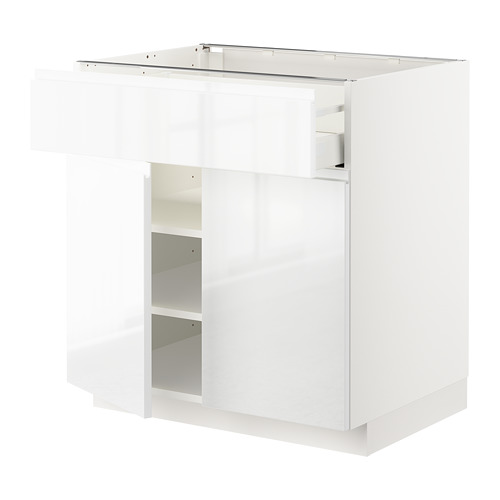 METOD/MAXIMERA - base cabinet with drawer/2 doors, white/Voxtorp high-gloss/white | IKEA Taiwan Online - PE669149_S4