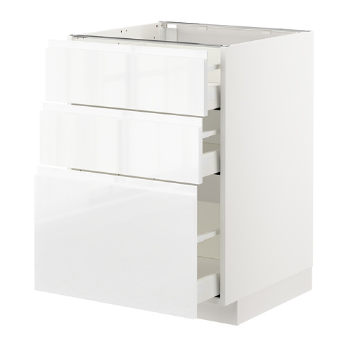 METOD base cabinet with 3 drawers