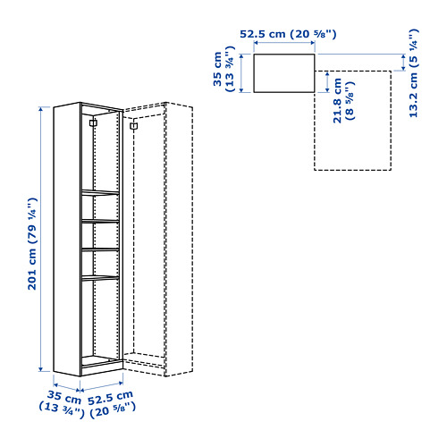 PAX add-on corner unit with 4 shelves