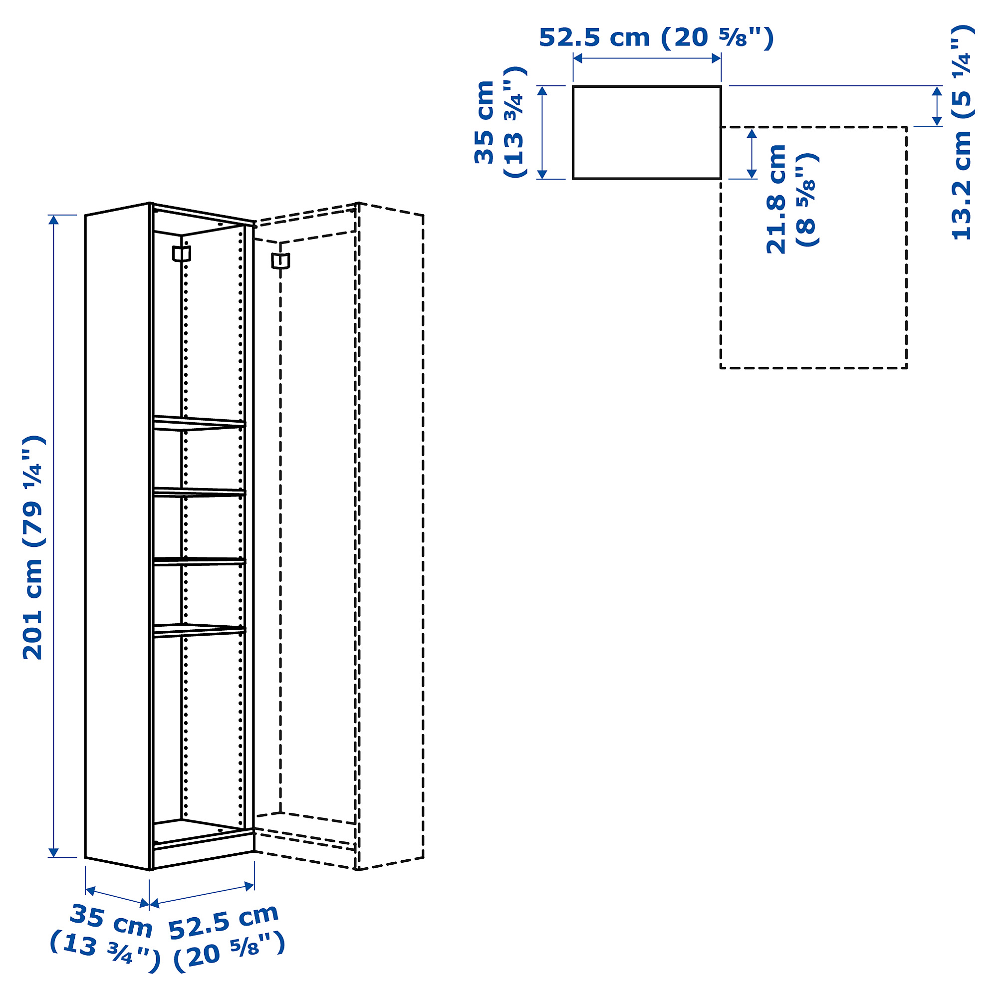 PAX add-on corner unit with 4 shelves