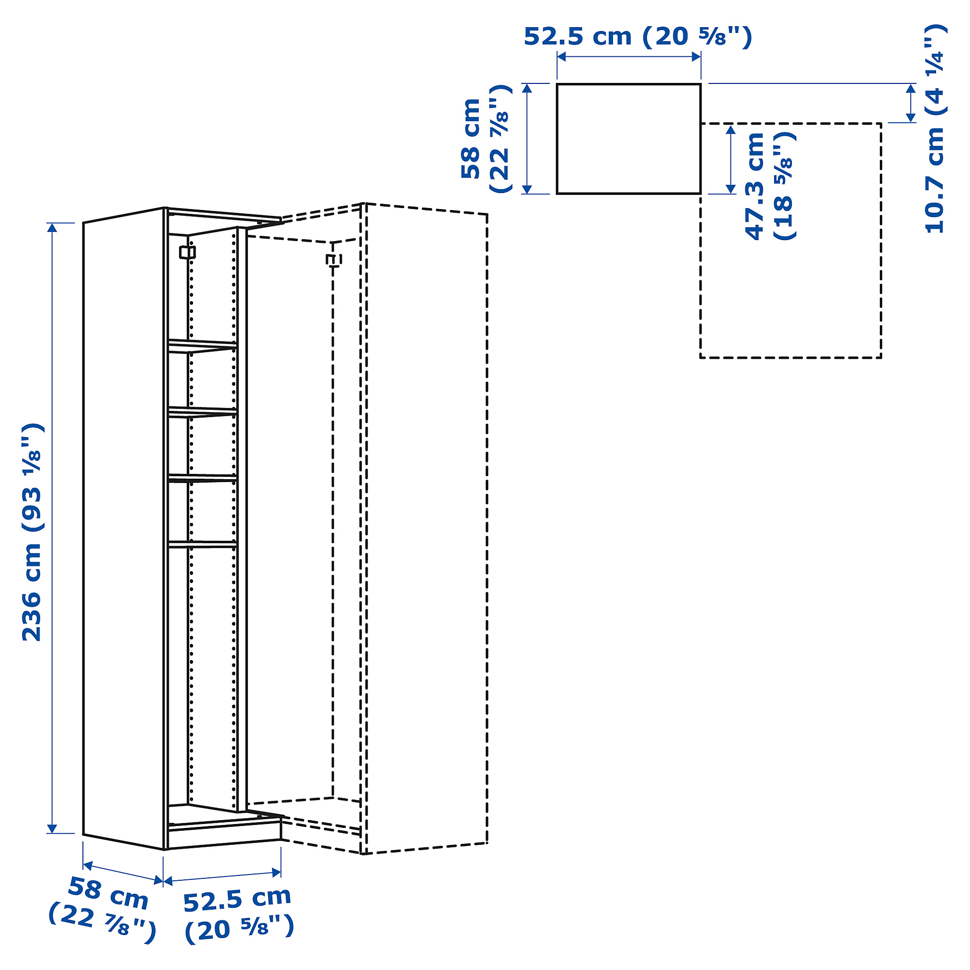 PAX add-on corner unit with 4 shelves