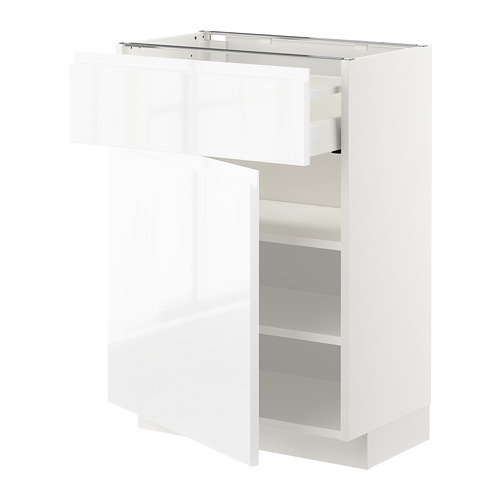 METOD/MAXIMERA - base cabinet with drawer/door, white/Voxtorp high-gloss/white | IKEA Taiwan Online - PE669198_S4