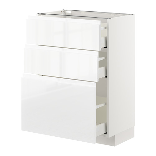 METOD base cabinet with 3 drawers