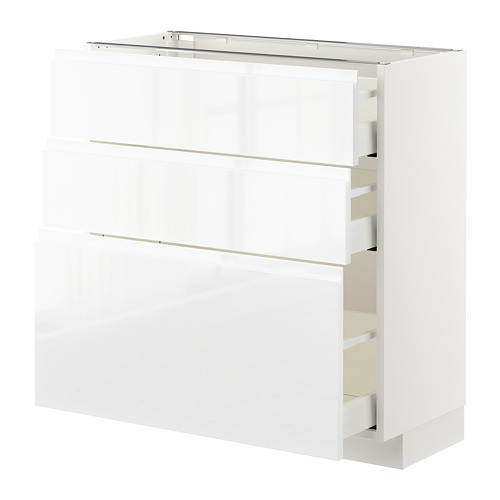 METOD base cabinet with 3 drawers