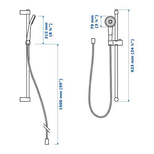 VALLAMOSSE riser rail with handshower kit