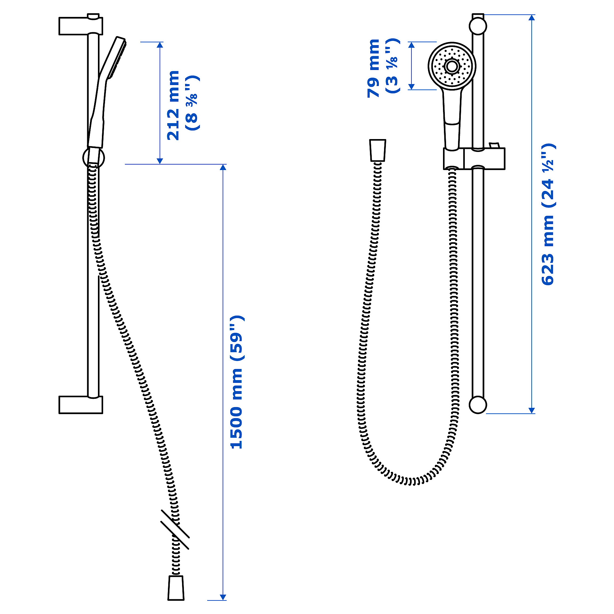 VALLAMOSSE riser rail with handshower kit