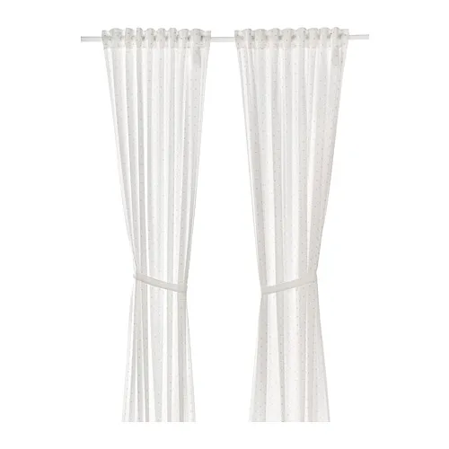 LEN - 窗簾附布腰 2件裝, 圓點/白色, 120x250 公分 | IKEA 線上購物 - PE758870_S4