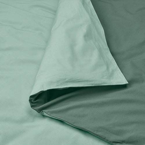 STRANDTALL - duvet cover and pillowcase, grey-green/dark green | IKEA Taiwan Online - PE814101_S4