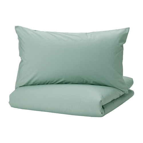 STRANDTALL - duvet cover and pillowcase, grey-green/dark green | IKEA Taiwan Online - PE814099_S4